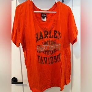 Harley-Davidson Women’s V-neck Short Sleeve Vibrant Orange Tee